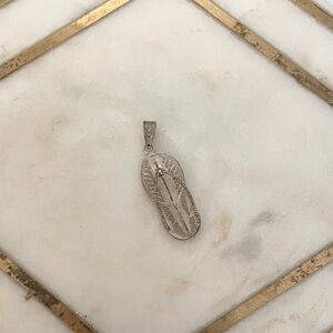 Silver filigree flip flop pendant